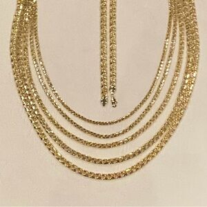 BISMARK Yellow Gold plated 14k Chain Necklaces  24” With crystal cross